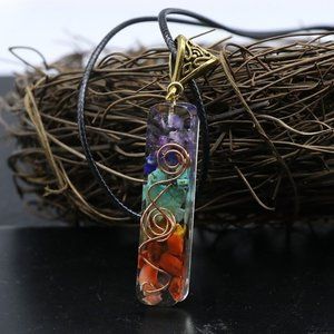 Small Orgonite 7 Chakra Healing crystal pendant/necklace
